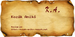 Kozák Anikó névjegykártya